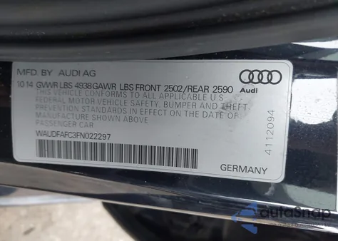 2015 Audi A6 2.0T Premium z USA, uszkodzony, nr VIN WAUDFAFC3FN022297